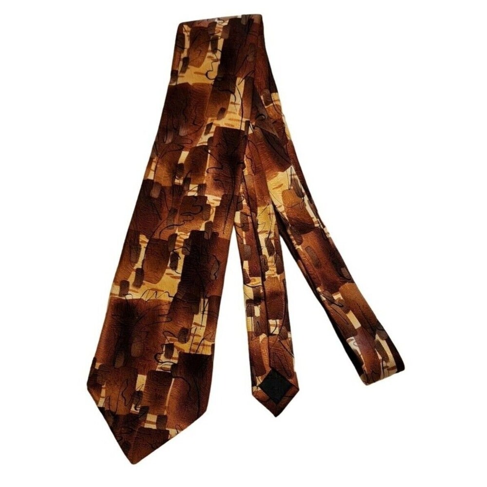 #6371 J Garcia Still Life Silk Mens Necktie Brown